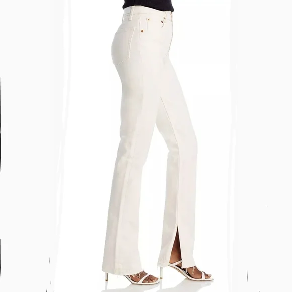 Re/Done 70S High Rise Skinny Bootcut Jean Button Fly Frayed Vintage White 28 NWT - Picture 15 of 15